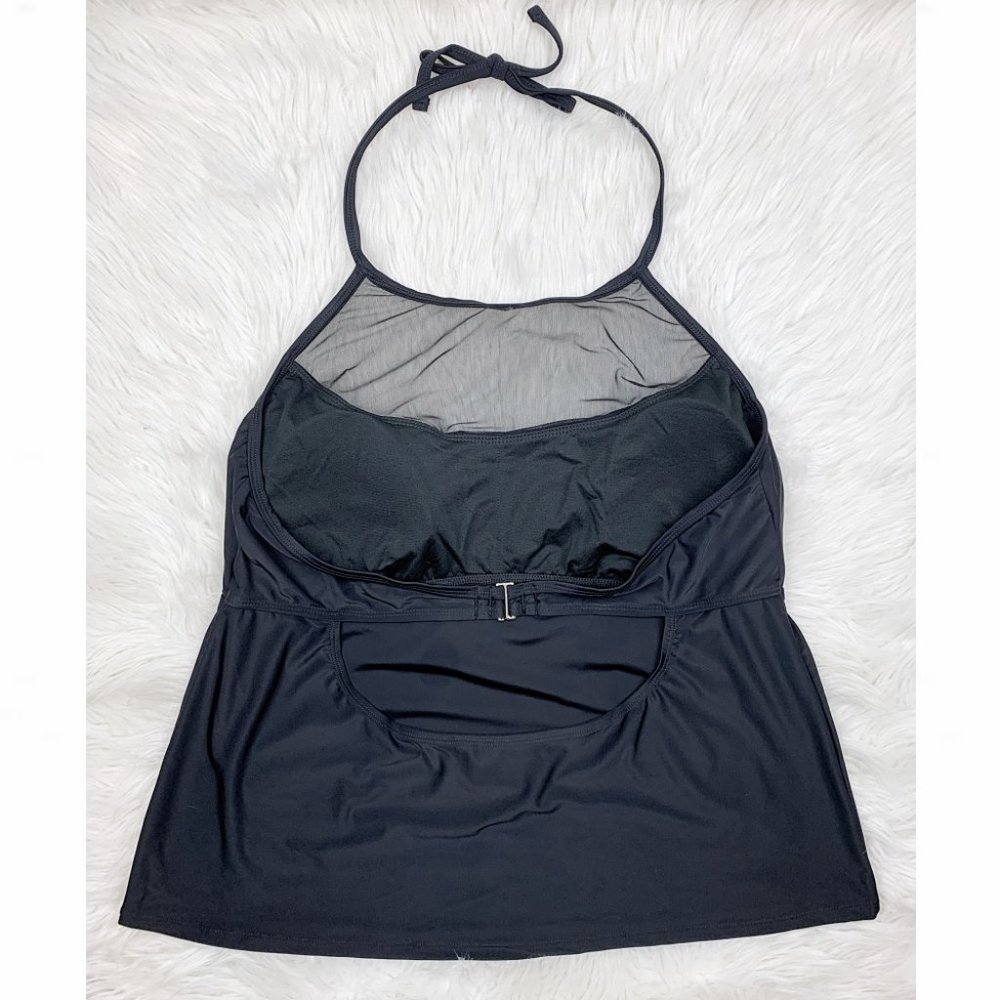 Plus Size Mesh Yoke Sequin Embellished Tankini Top - Picture 4 of 9